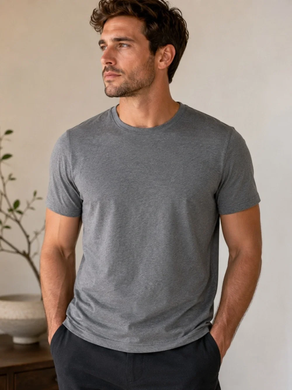 Banana Republic Luxe Touch Performance Tee Men’s Large Gray Crewneck